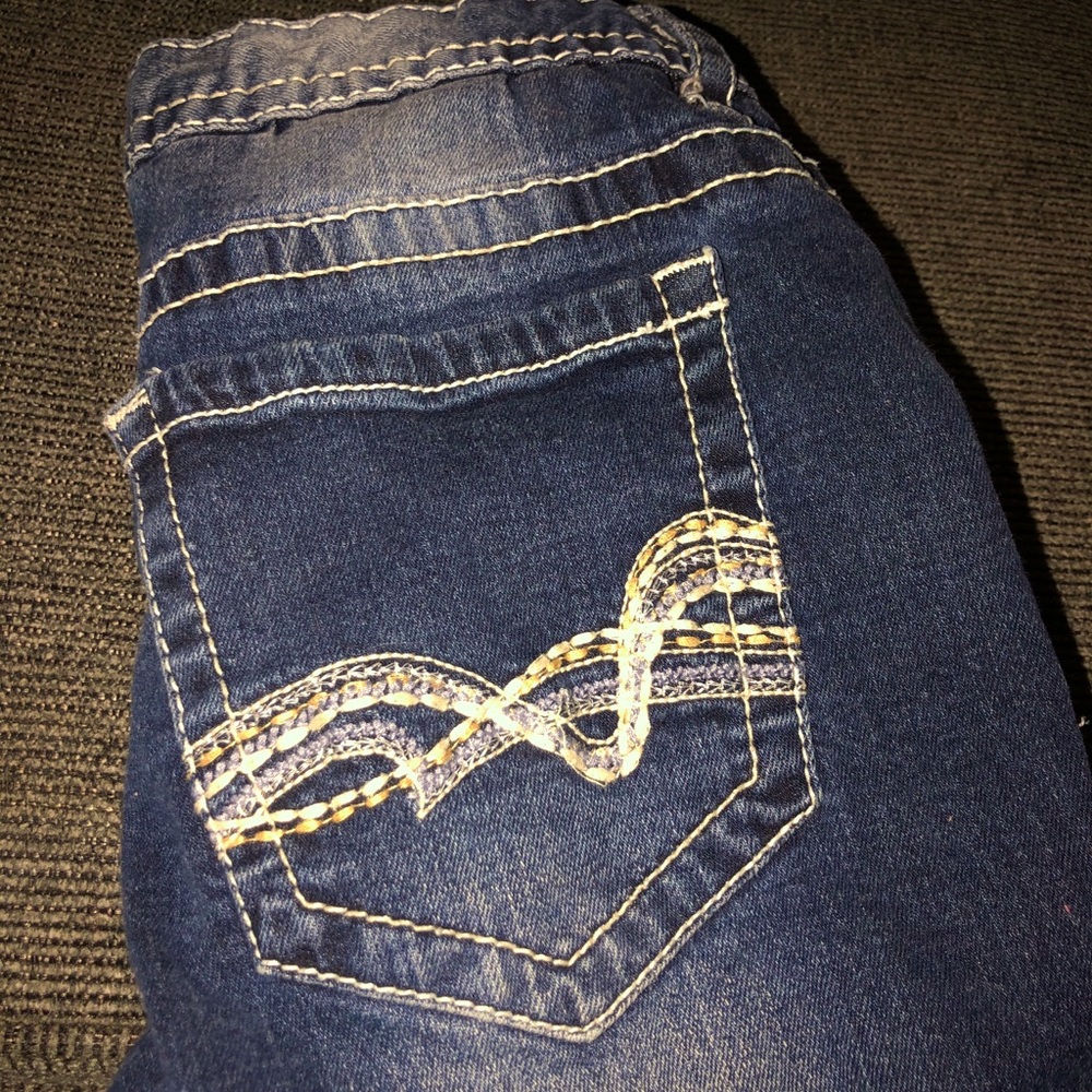 Size 3/4, rue 21, blue skinny jeans.